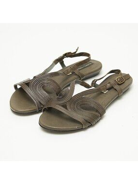 Alberto Fermani Brown Leather Flat Sandals 38.5 EU / 8 US Made In Italy